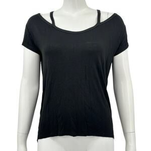 White House Black Market Top Womens XS Black‎ Cutouts Stretch Casual Minimalist